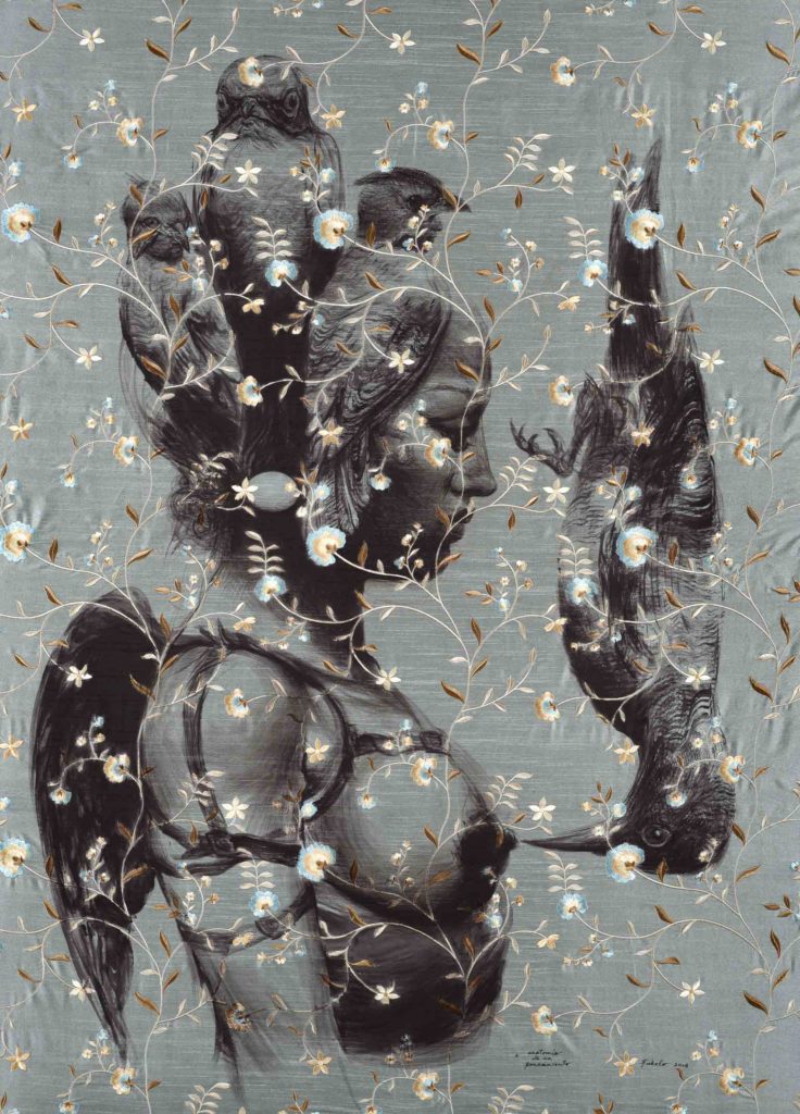 fabelo-anatomia_de_un_pensamiento-acrilico_sobre_seda_bordada-168x122-2014