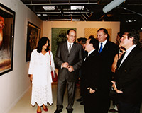 Con el Principe de Monaco Alberto II, Jean Pierre Pasteur y Rafael Acosta Presidente del Consejo de las Artes Plásticas de Cuba. Mónaco 2005.
